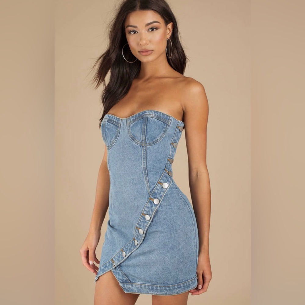 Tobi strapless denim Ceres bodycon dress NWT